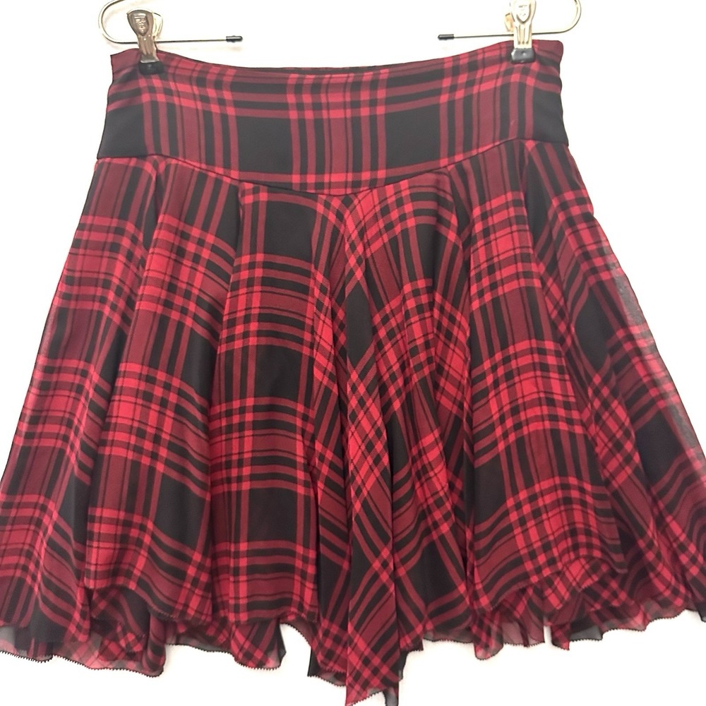 Polo‎ Ralph Lauren Silk Skirt Sz 4 Buffalo Plaid Handkerchief Whimsigoth Fairy